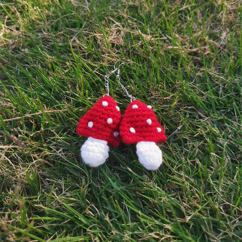 Mushroom Crochet Earrings