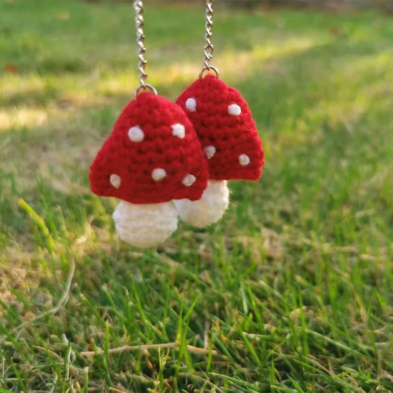 Crochet Mushroom Earrings