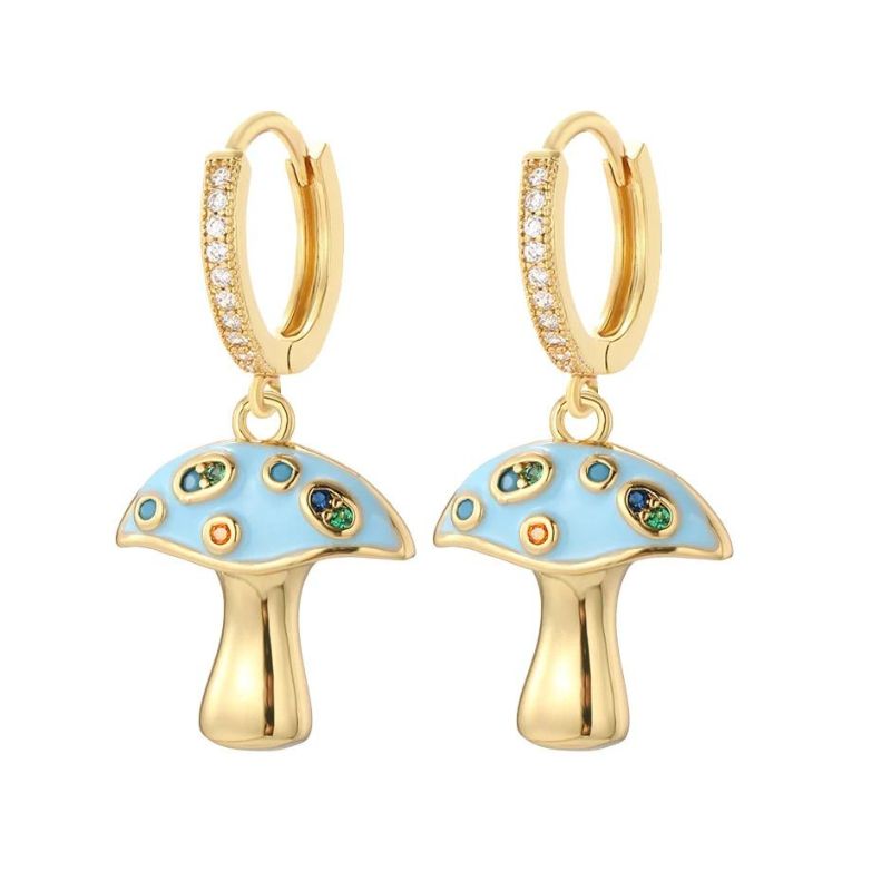 Blue Mushroom Earrings